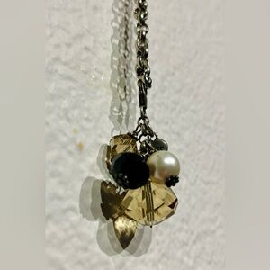 Sims Long Silver-toned Bead Cluster Pendant Necklace